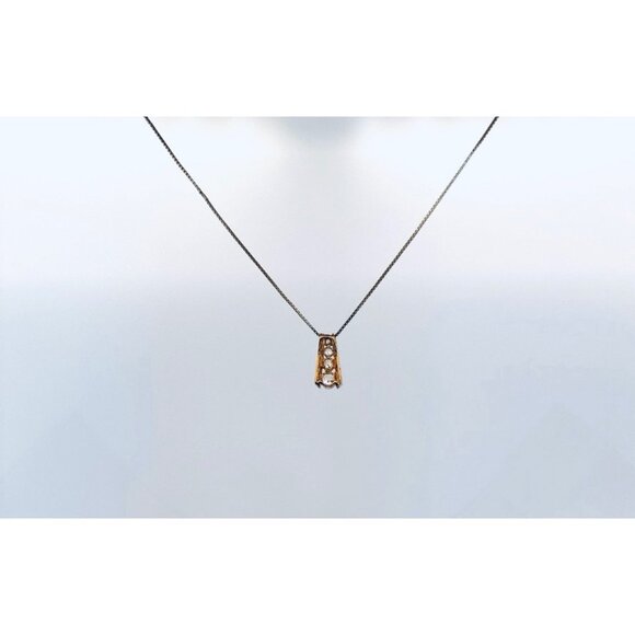 Vintage Italy 925 Sterling Silver Pendant Necklace w/ Graduated CZ Stones 18” - Picture 3 of 10